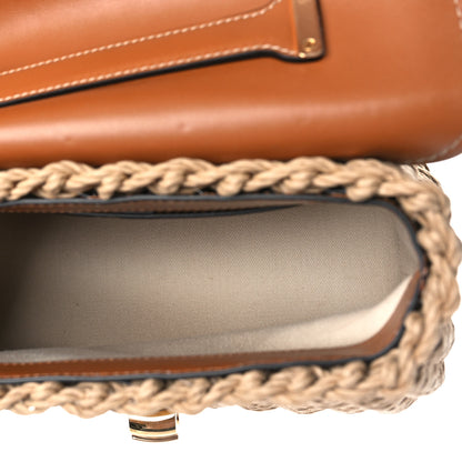 Salvatore Ferragamo Calfskin Wicker Margot Top Handle Satchel Brown 5 of 9