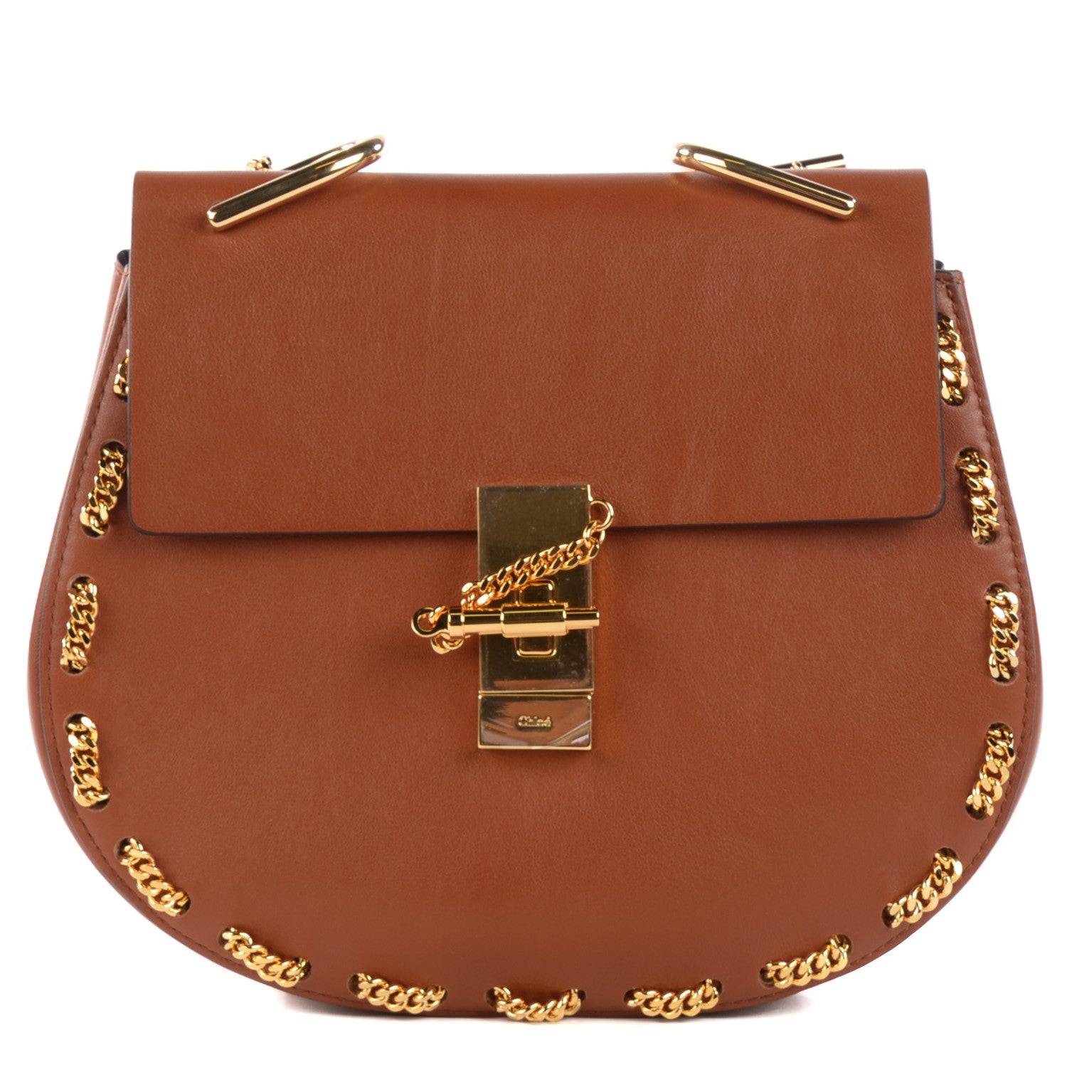Chloe Calfskin Drew Chain Shoulder Bag Tobacco 1 of 9