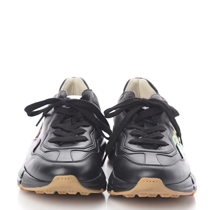 Gucci Calfskin Iridescent Logo Womens Rhyton Sneakers 39 Black 2 of 7