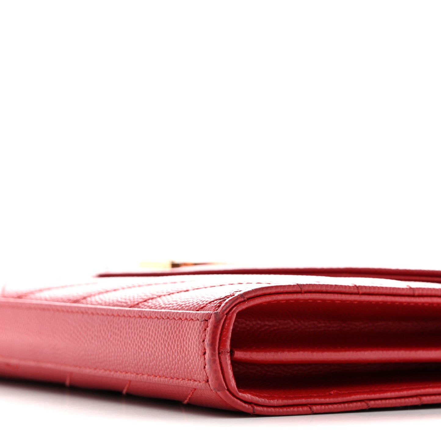 Grain De Poudre Matelasse Chevron Monogram Chain Wallet Red