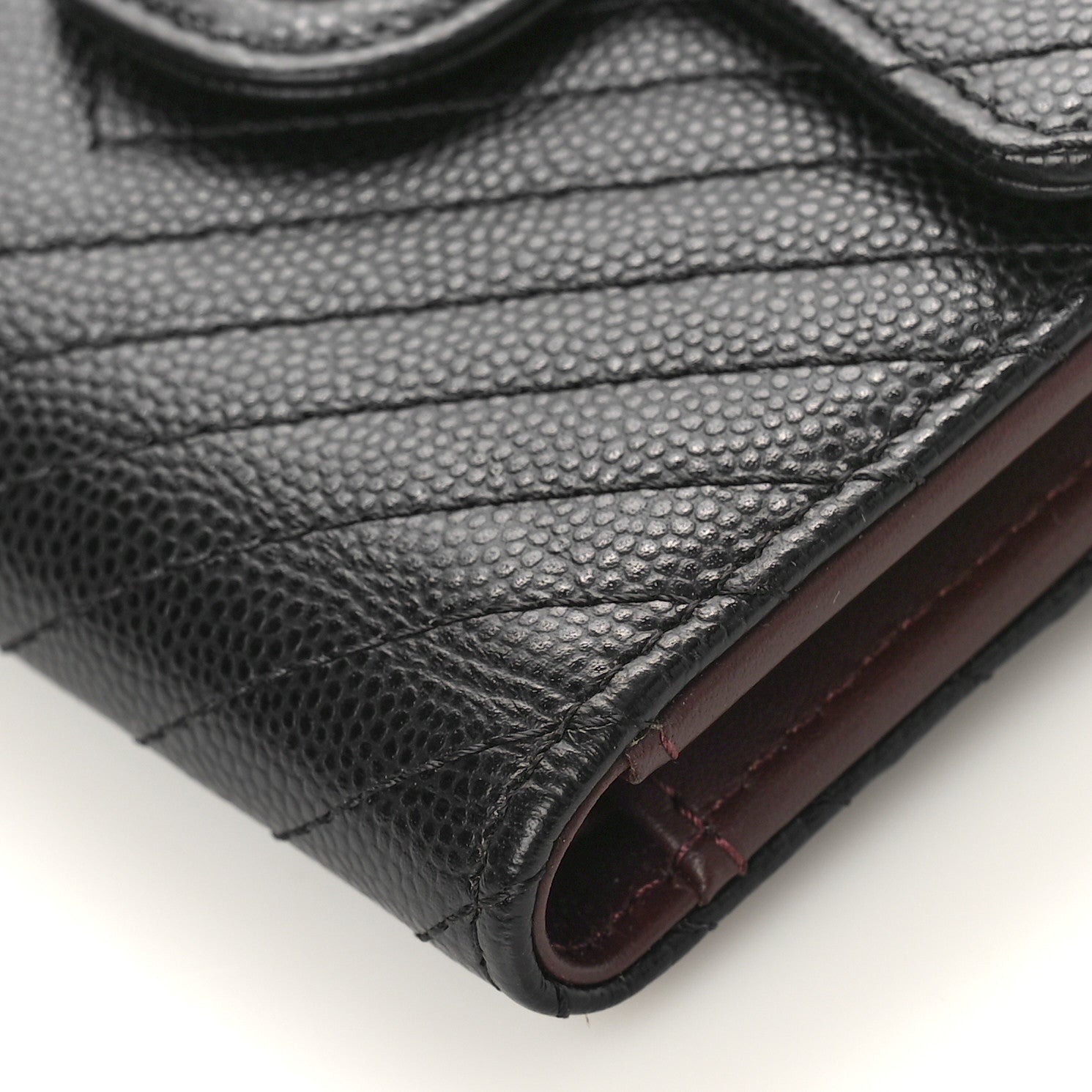 Chanel Caviar Chevron Quilted Compact Flap Wallet Black 9 of 10
