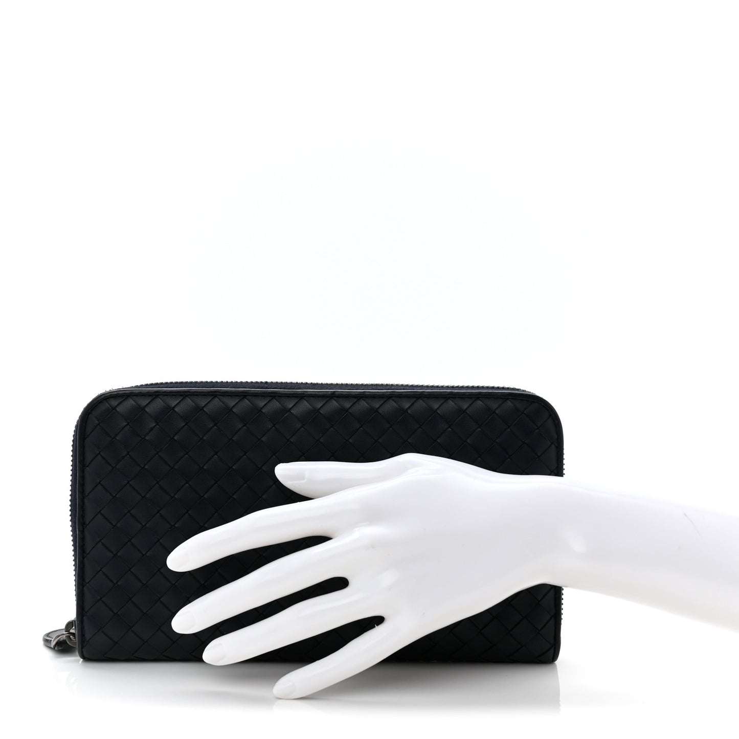 Nappa Intrecciato Zip Around Wallet Blue