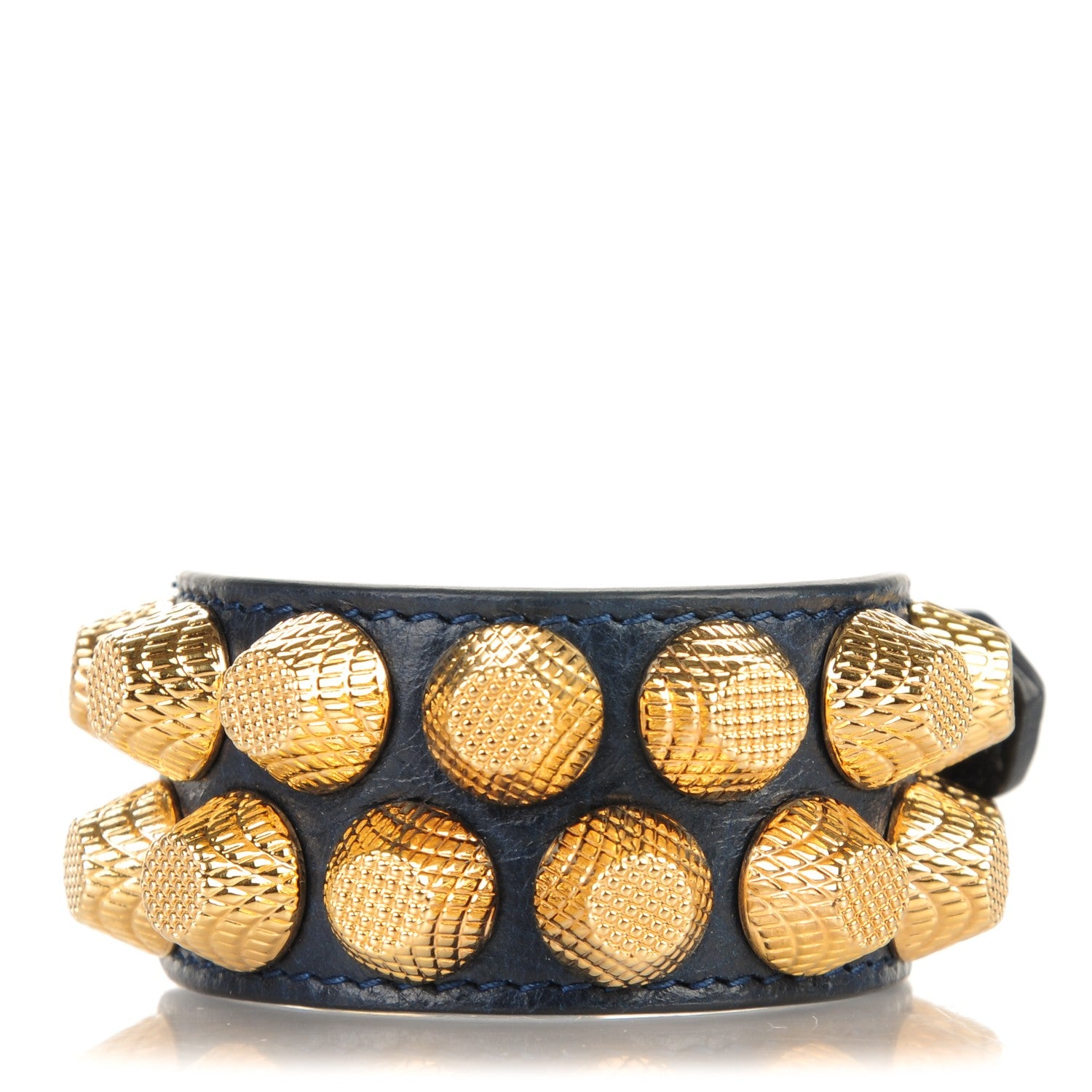 Balenciaga Agneau Arena Two Row Giant Gold M Bracelet Bleu Obscur 1 of 8