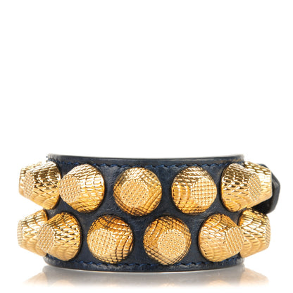 Balenciaga Agneau Arena Two Row Giant Gold M Bracelet Bleu Obscur 1 of 8