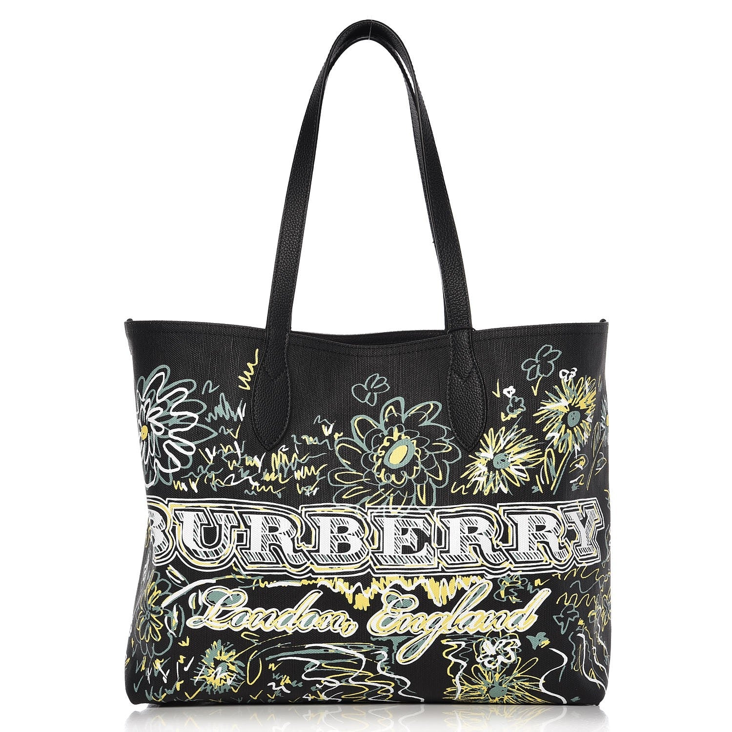 Burberry Coated Canvas Medium Reversible Doodle Tote Black 1 of 12