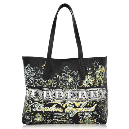 Burberry Coated Canvas Medium Reversible Doodle Tote Black 1 of 12