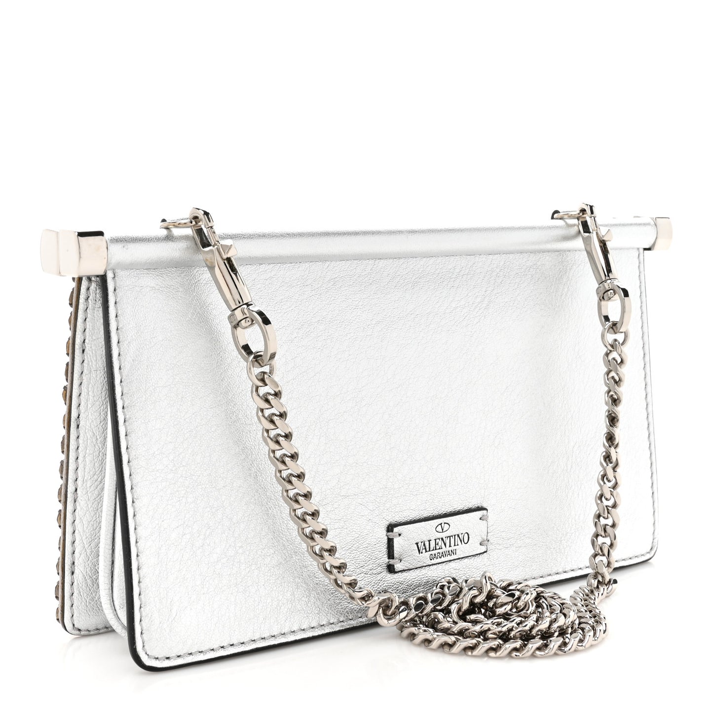 Nappa Beaded Embellished Carry Secrets Clutch Silver
