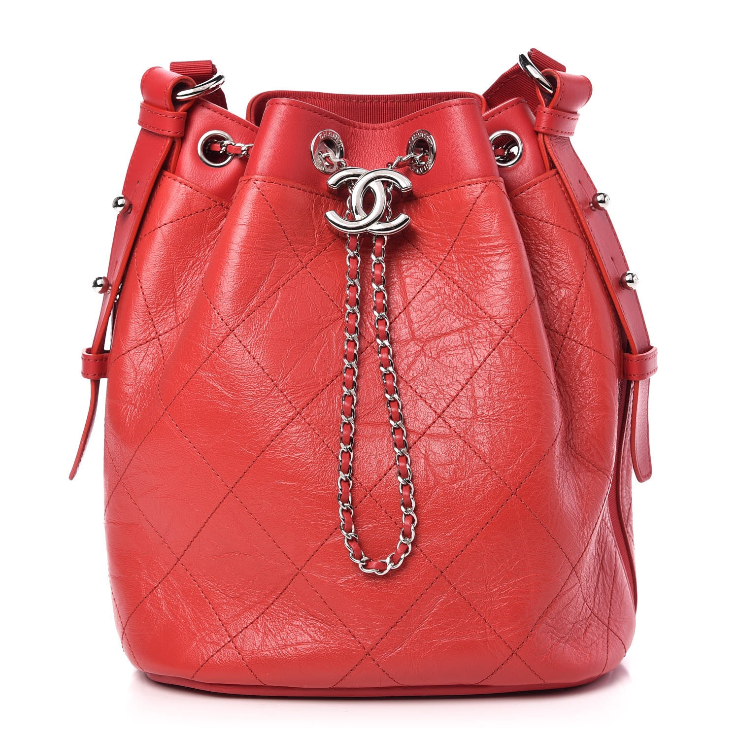 Chanel Aged Calfskin Quilted Medium CC Chain Bucket Drawstring Bag 1 of 10