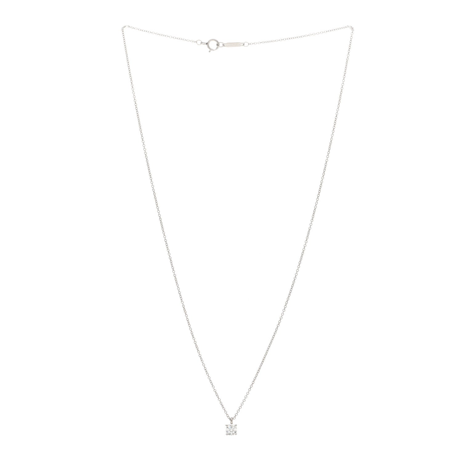 Tiffany Platinum Diamond .31ct Solitaire Pendant Necklace 2 of 5