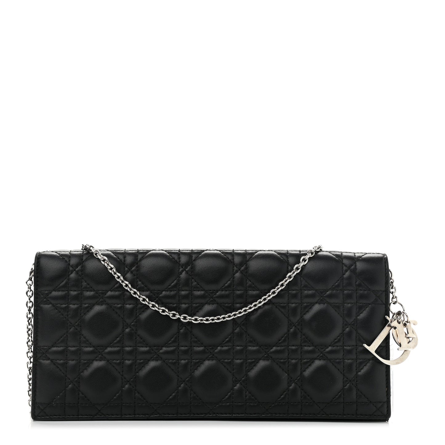 Lambskin Cannage Lady Dior Convertible Clutch Black