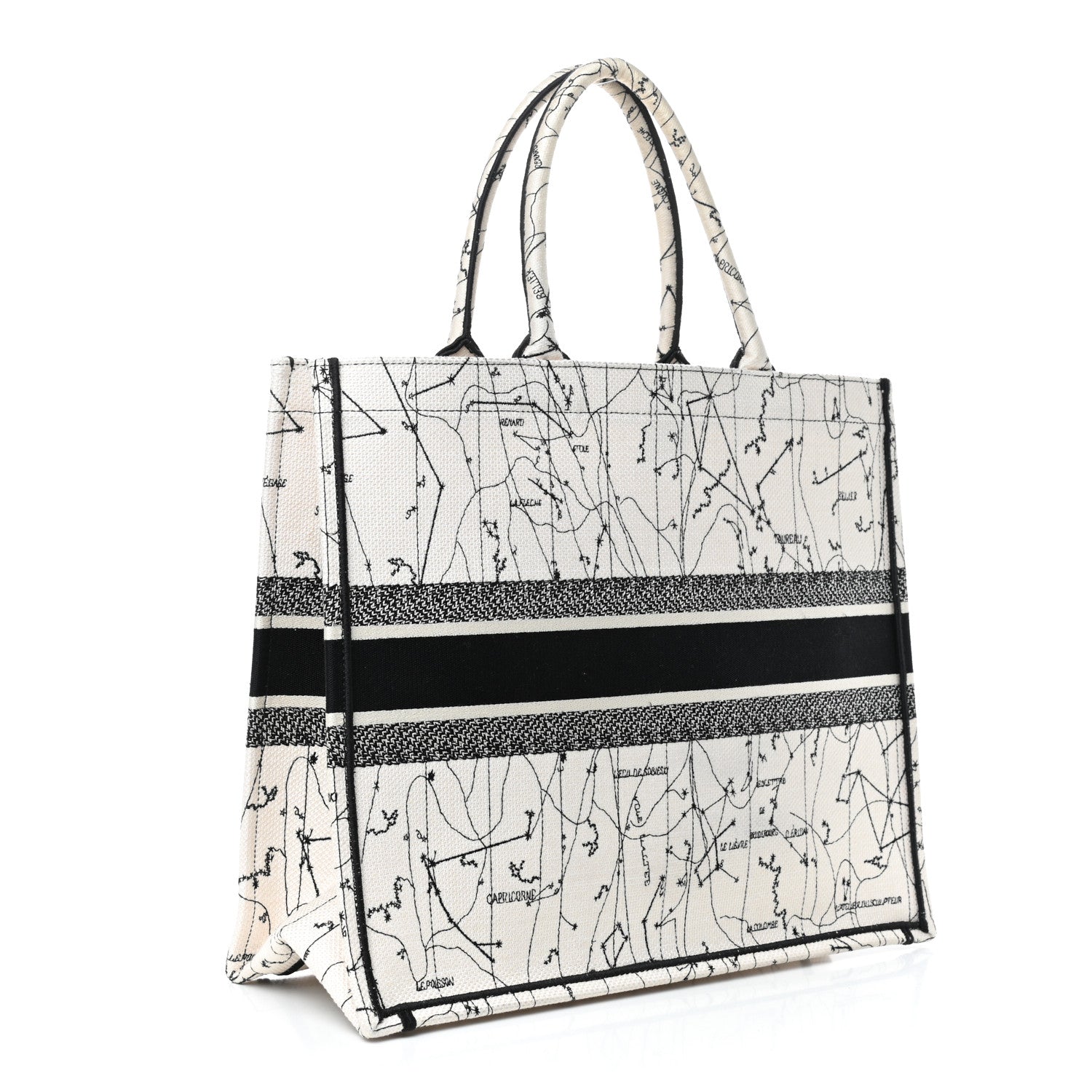 Christian Dior Canvas Embroidered Zodiac Book Tote Latte Multicolor 3 of 10