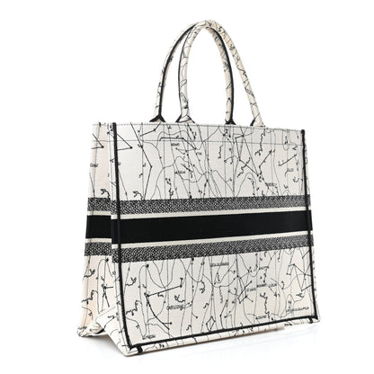 Christian Dior Canvas Embroidered Zodiac Book Tote Latte Multicolor 3 of 10