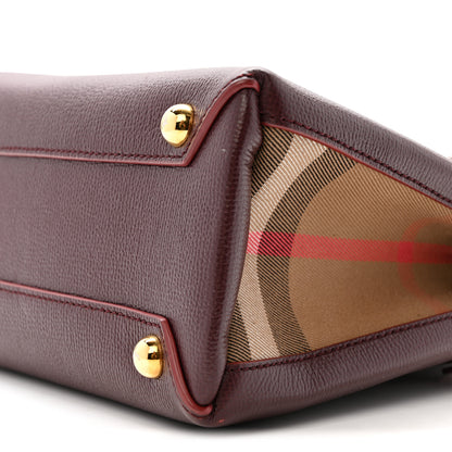 Burberry Grainy Calfskin House Check Small Banner Tote Mahogany Red 9 of 11