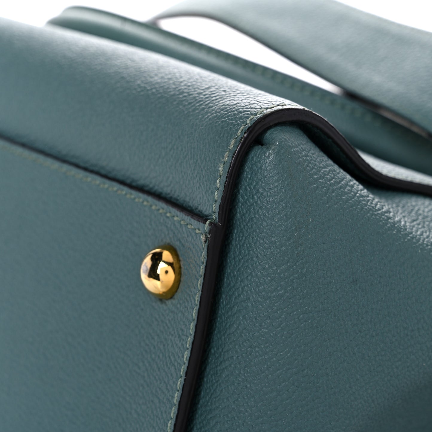 Soft Grain Calfskin Medium Buckle Tote Celadon Blue