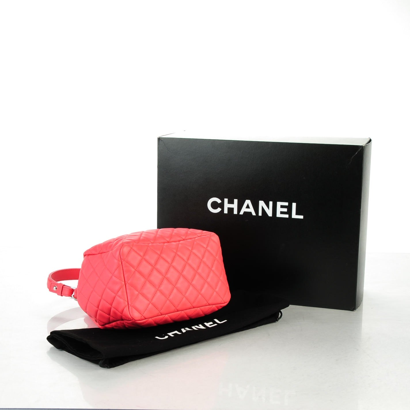 Lambskin Quilted Cuba Drawstring Tote Coral