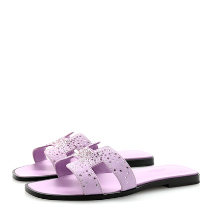 Hermes Suede Goatskin Crystal Oran Sandals 37 Violet Amethyste 4 of 10