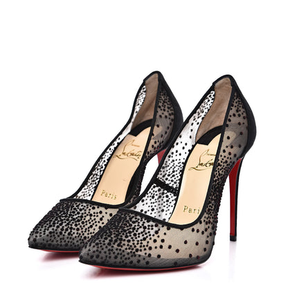 Christian Louboutin Plumeti Chiffon Suede Follies Lace 100 Pumps 36 Black 3 of 9