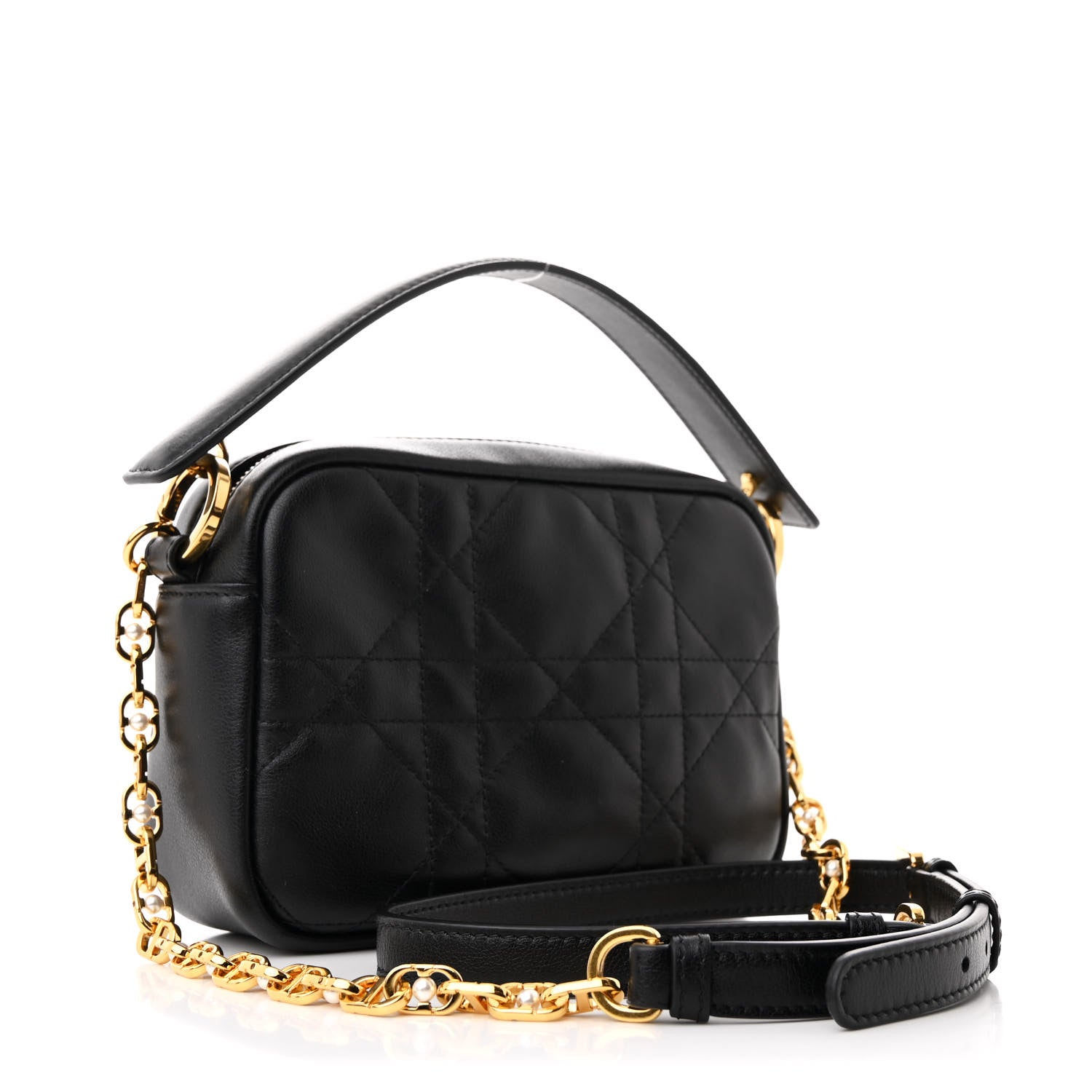 Christian Dior Calfskin Macrocannage Caro Camera Bag Black 3 of 10