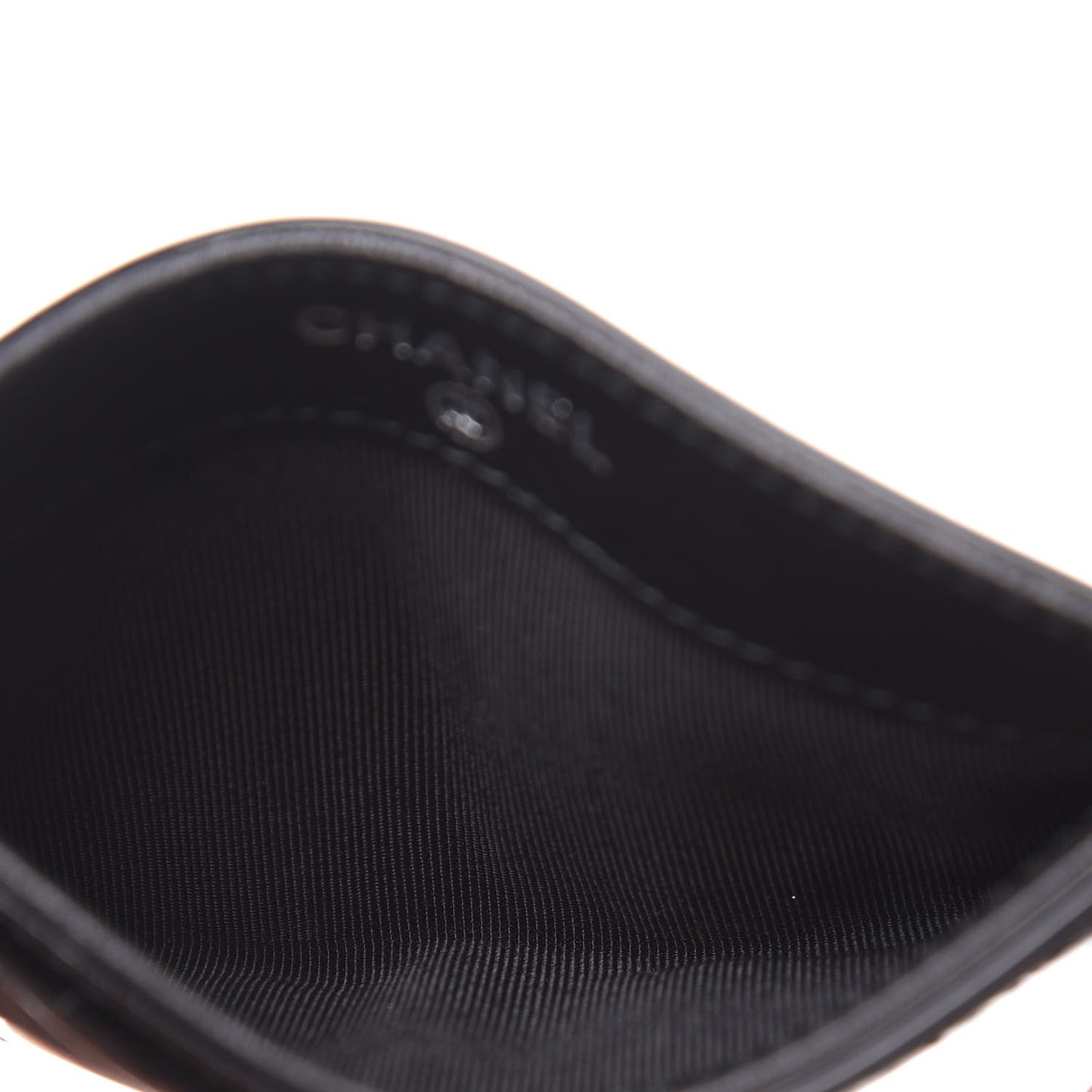 Patent Calfskin Quilted Card Holder Black