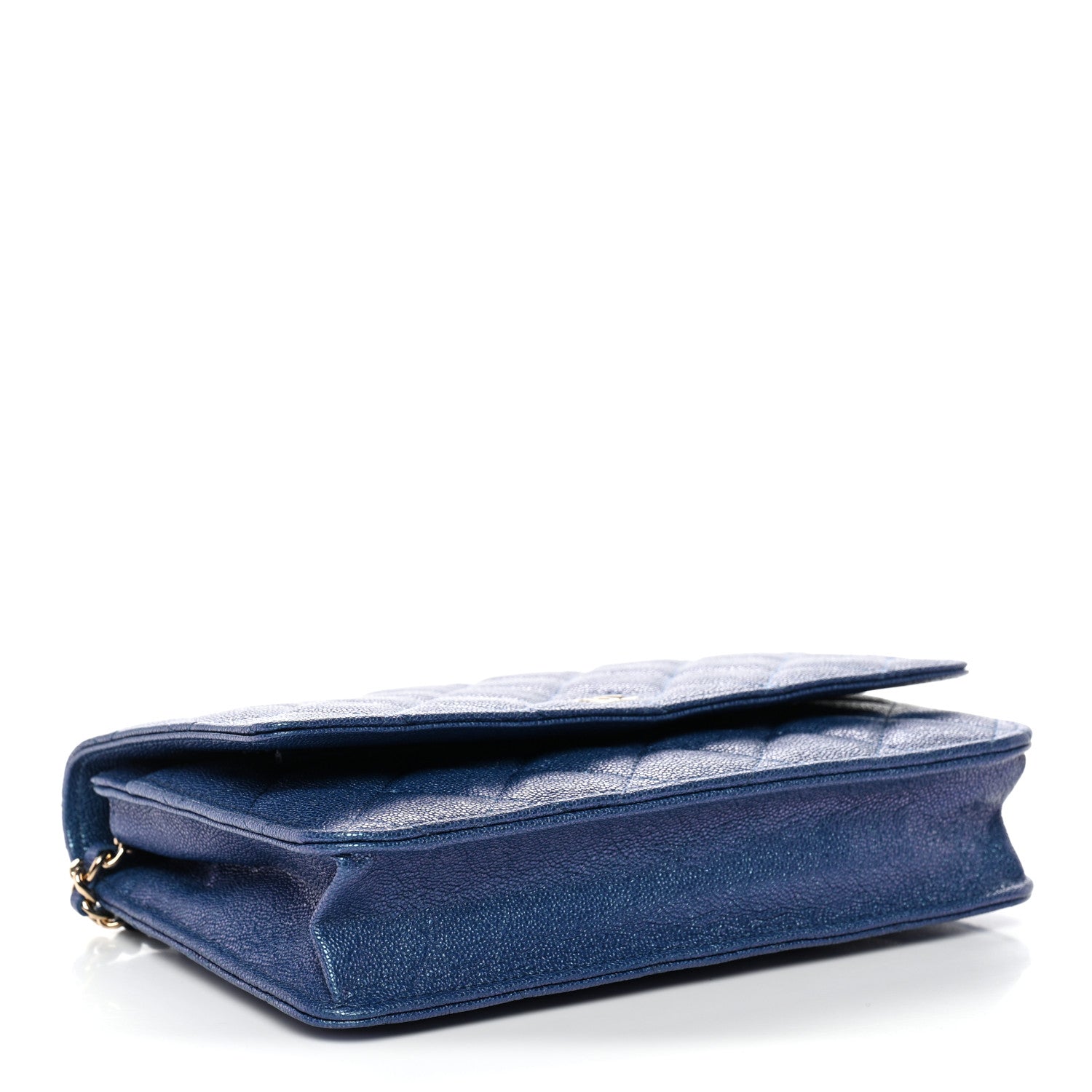 Chanel Iridescent Caviar Quilted Wallet on Chain WOC Dark Blue 4 of 12