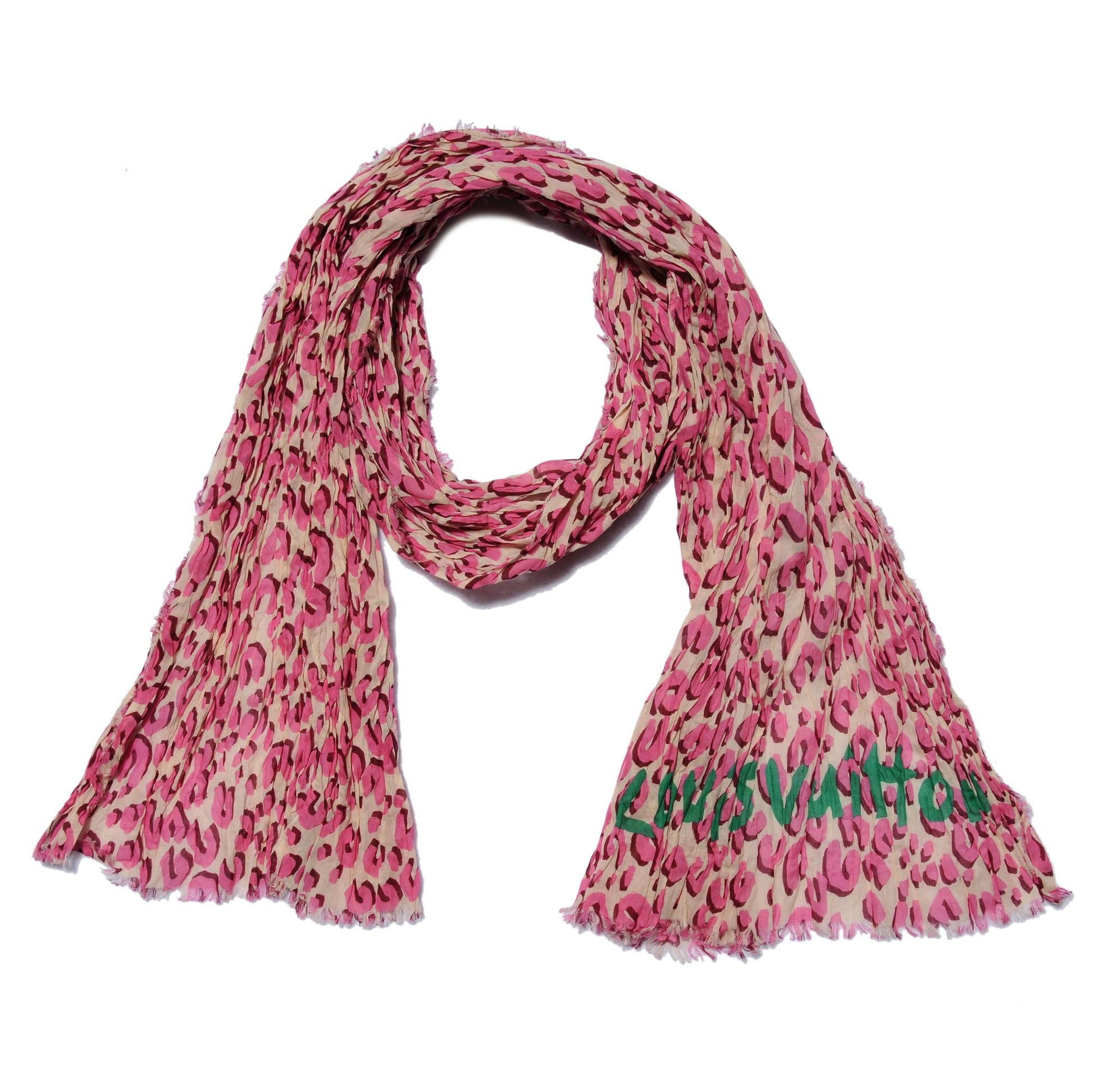 Louis Vuitton Cotton Leopard Pareo Blanc Corail 3 of 7