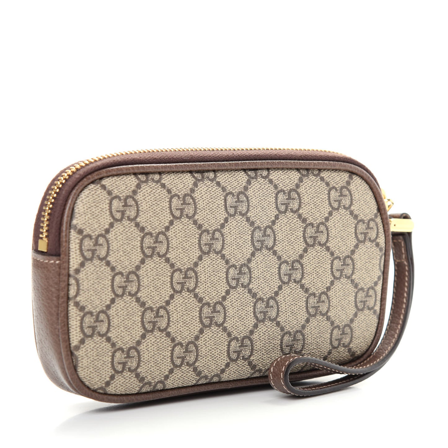 GG Supreme Monogram Ophidia Phone Case Wristlet Brown