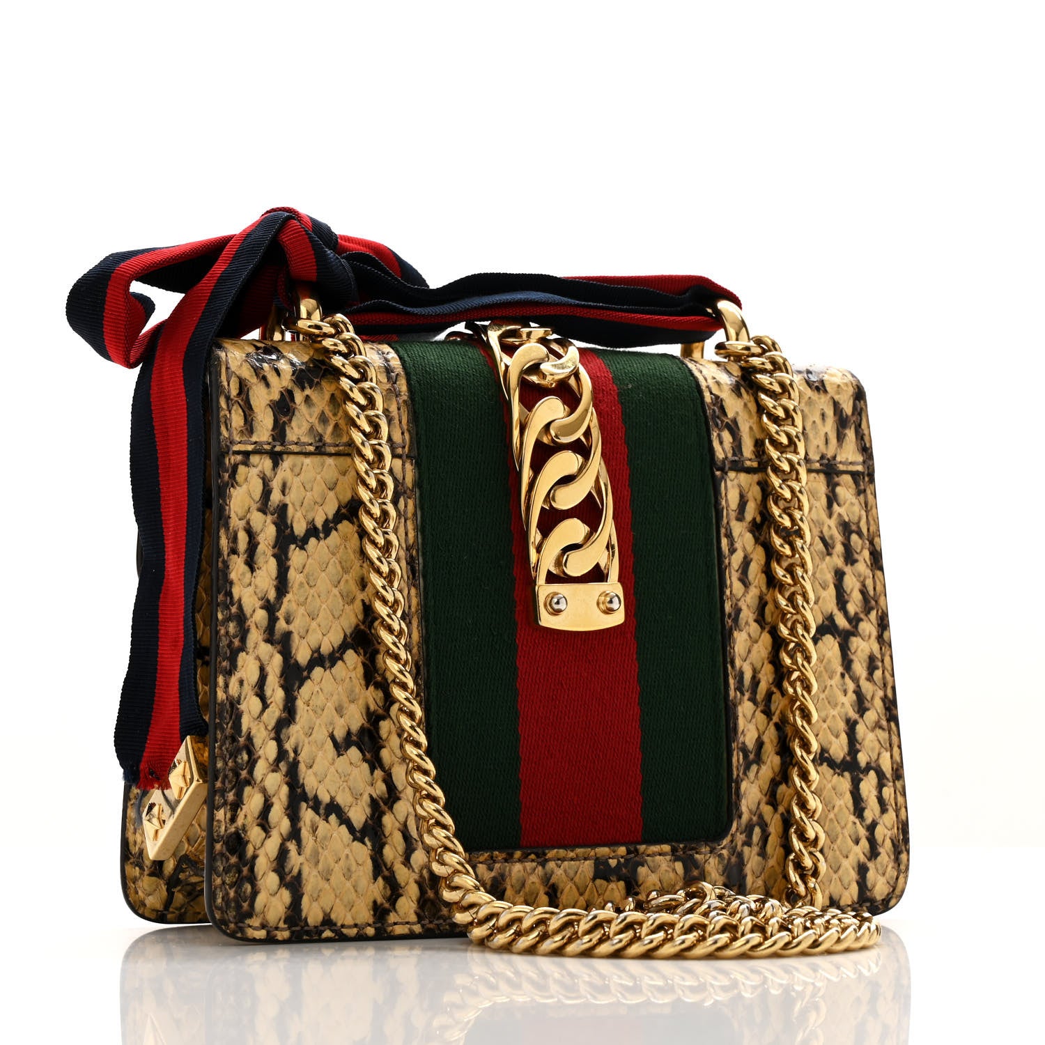 Gucci Snakeskin Mini Sylvie Chain Shoulder Bag Roccia 3 of 17