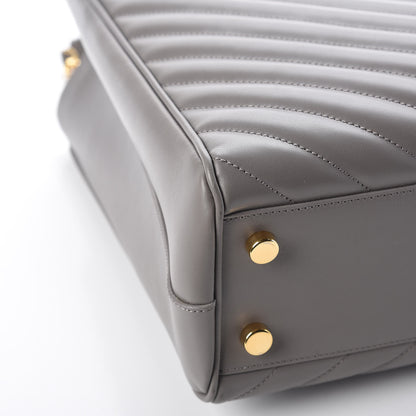 Saint Laurent Smooth Calfskin Matelasse Chevron Large Monogram Shopping Bag Grey 12 of 13