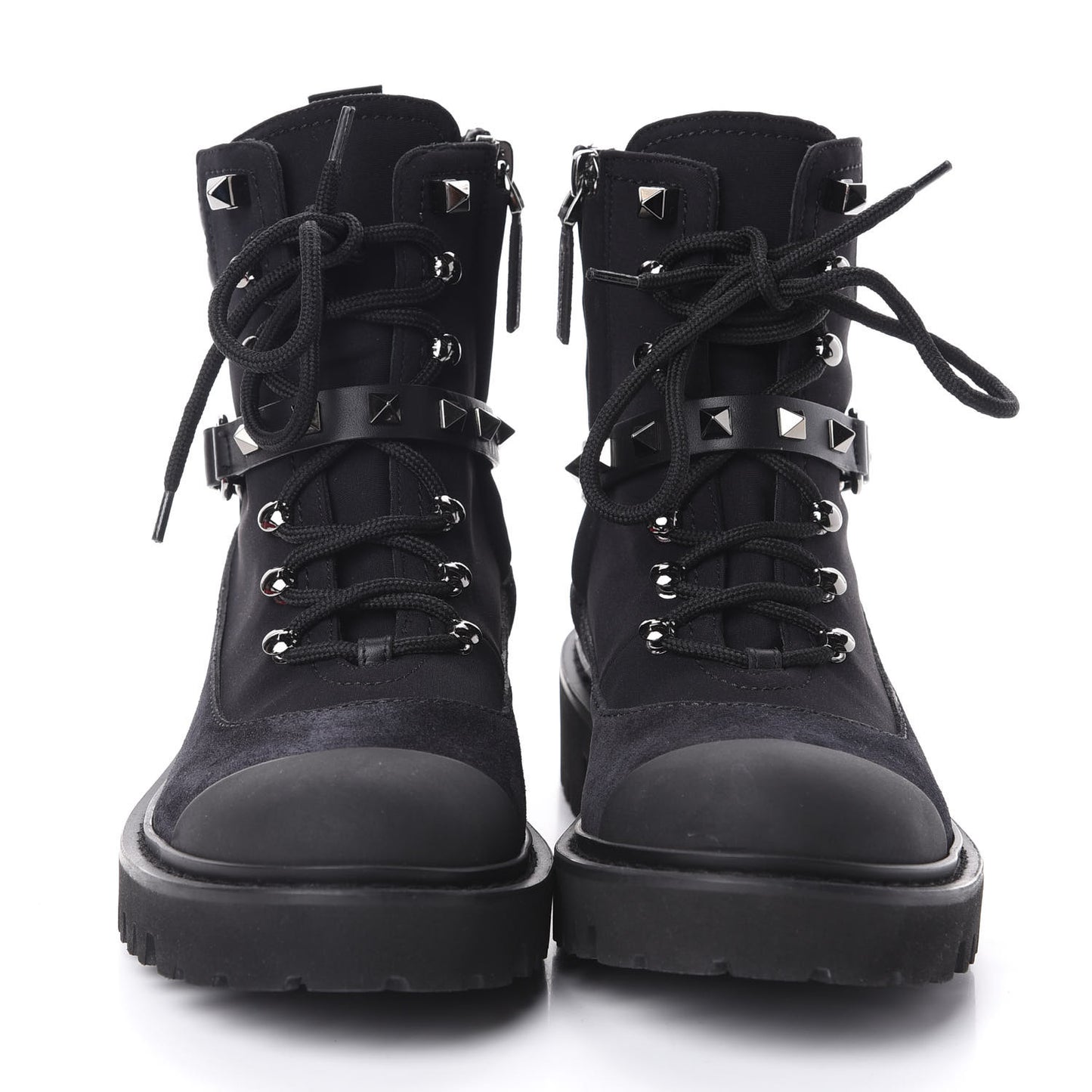 Suede Rockstud Cap Toe Combat Boots 35.5 Black