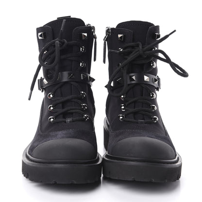 Valentino Garavani Suede Rockstud Cap Toe Combat Boots 35.5 Black 2 of 7