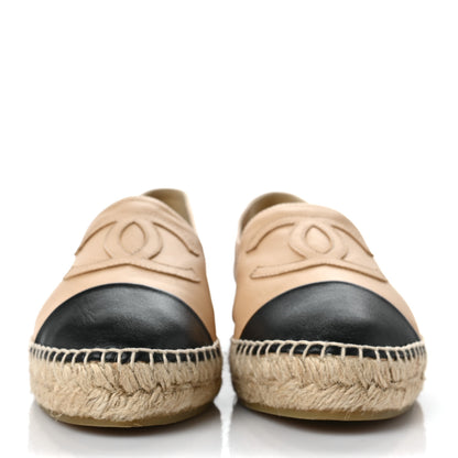 Chanel Lambskin CC Espadrilles 38 Beige Black 2 of 9
