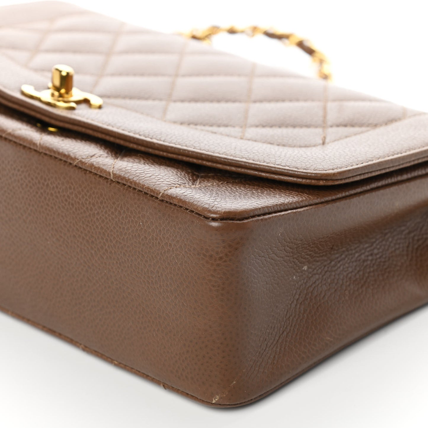 Caviar Quilted Medium Single Flap Brown