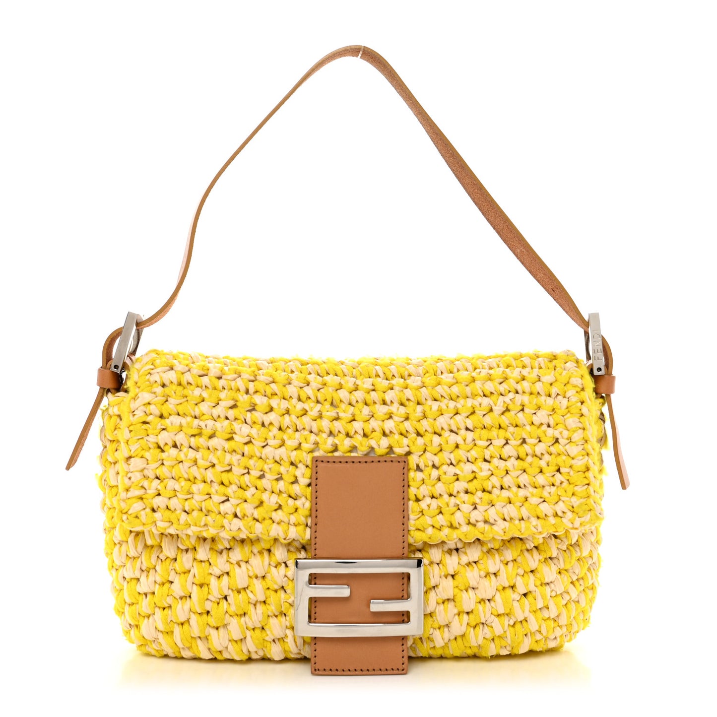 Woven Straw Baguette Yellow