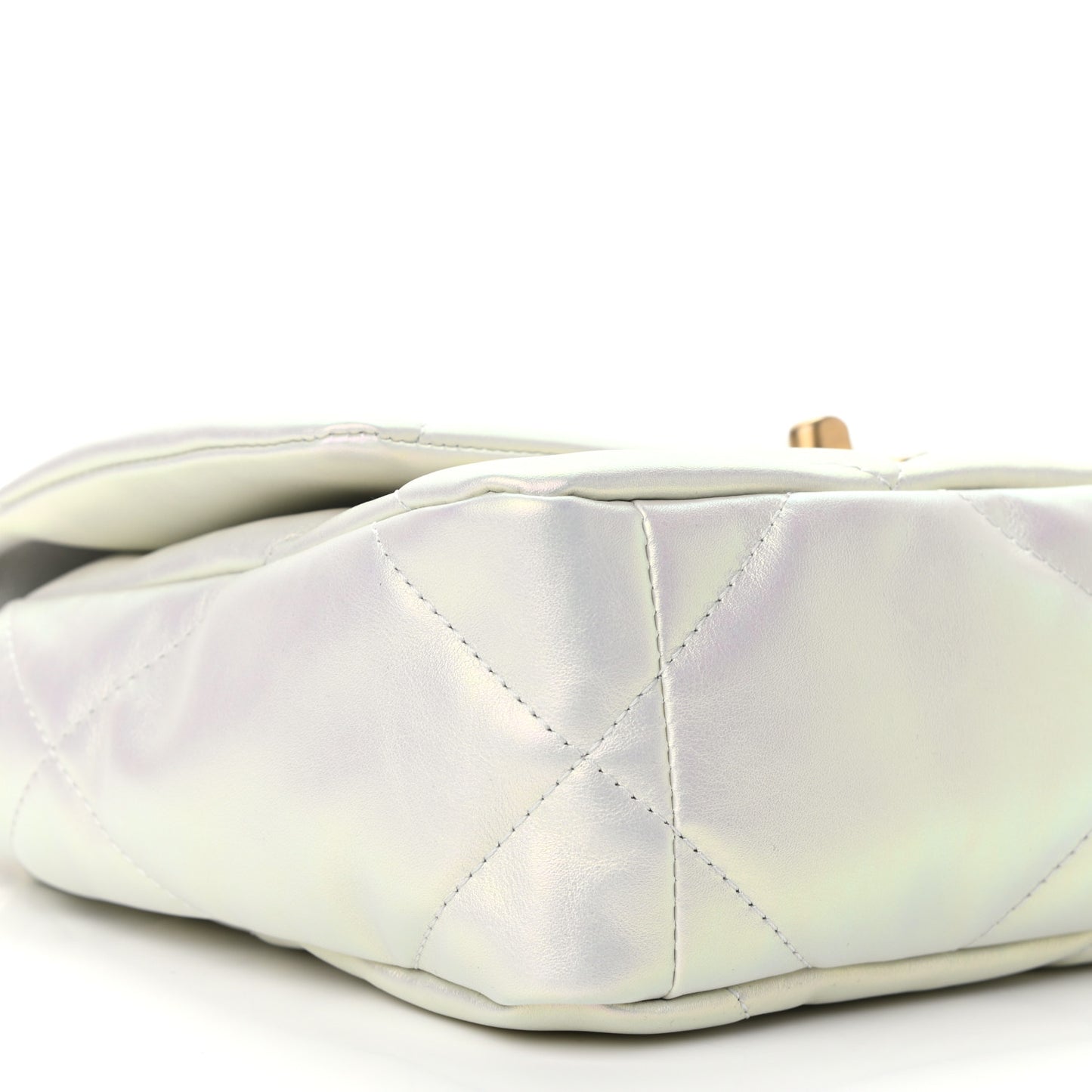 Iridescent Calfskin Quilted Medium Chanel 19 Flap White