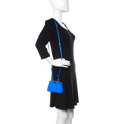 Fendi Shiny Nappa Micro Peekaboo Iconic Satchel Blue Royal 2 of 12