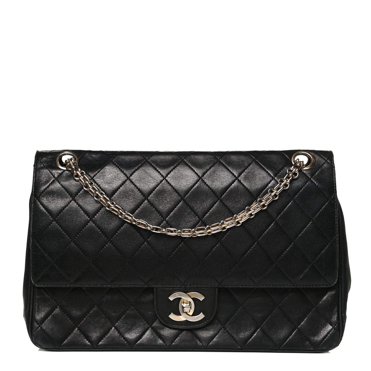 Lambskin Quilted Medium Double Flap Bijoux Chain Black