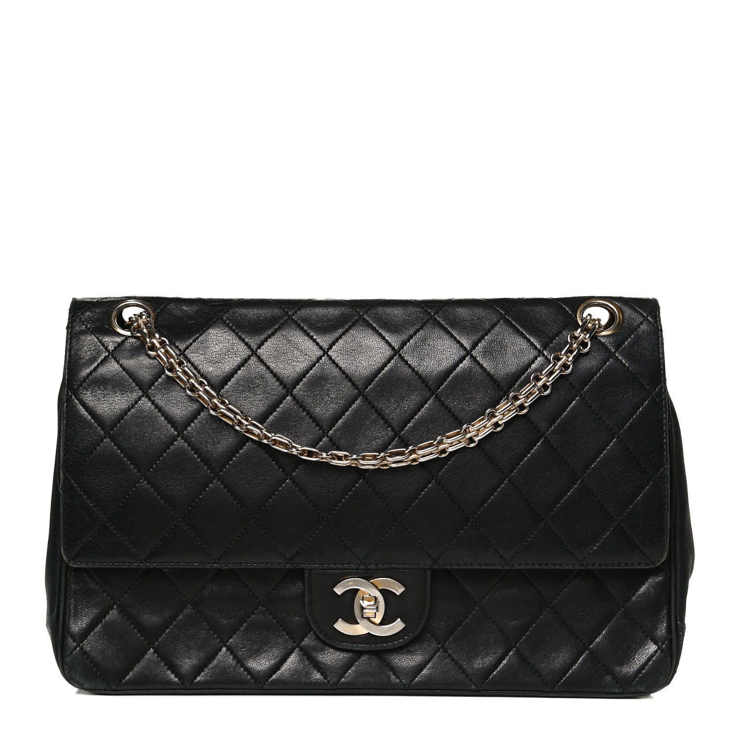 Chanel Lambskin Quilted Medium Double Flap Bijoux Chain Black 1 of 9