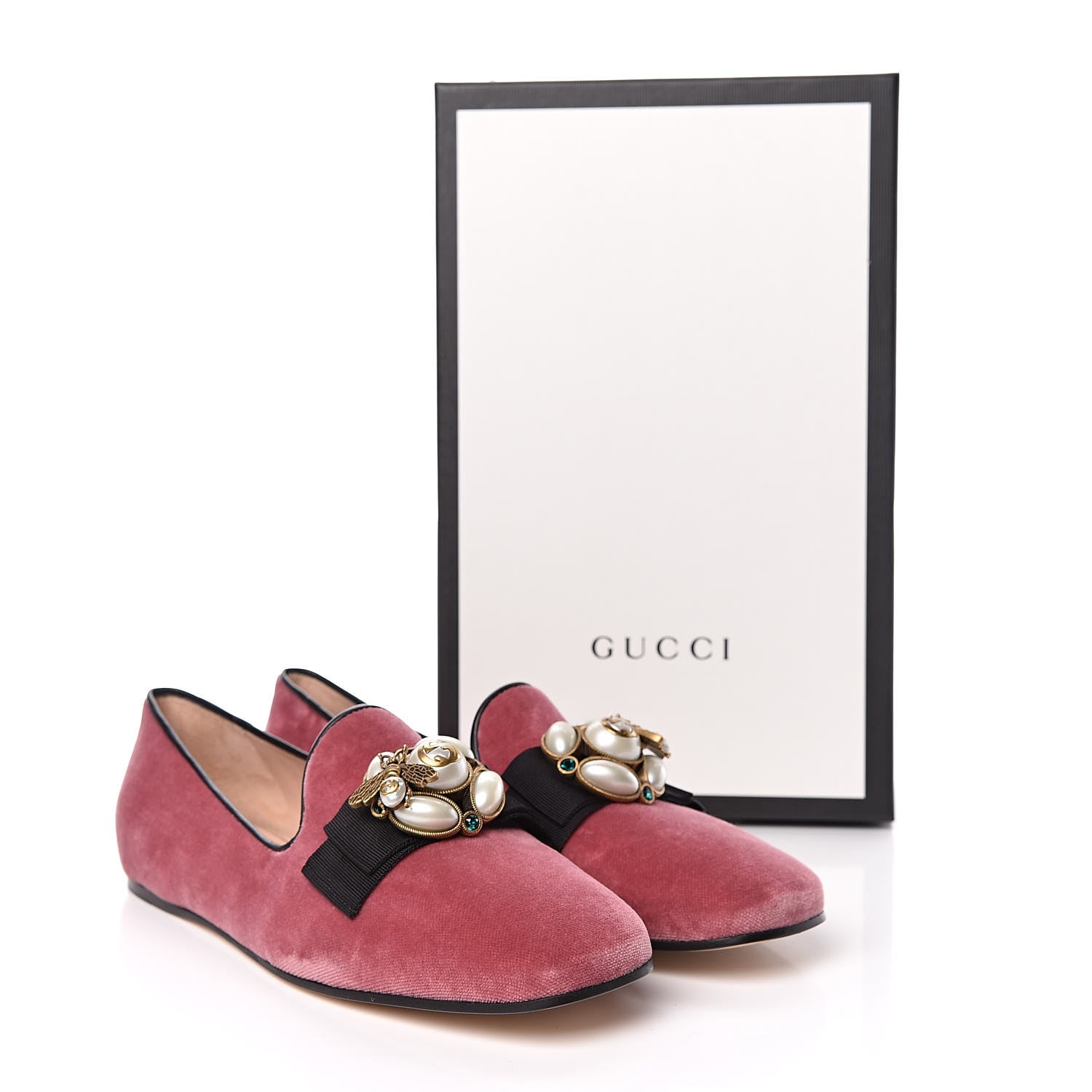Gucci Velvet Etoile Pearl Embellished Loafers 40 Tibet Red 9 of 9