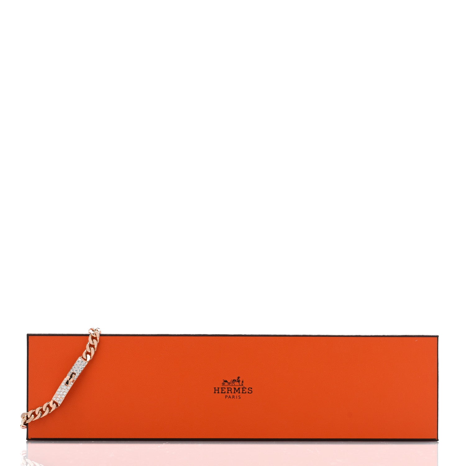 Hermes 18K Rose Gold Diamond PM Kelly Gourmette Bracelet LG 4 of 4