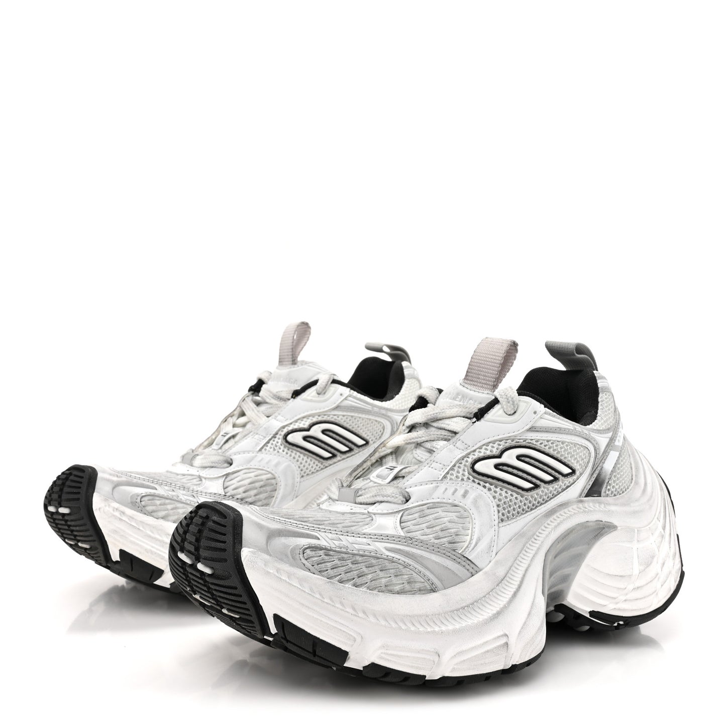 Mesh TPU Worn Out Effect Womens 10XL Sneakers 36 White Grey