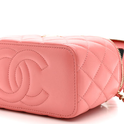 Chanel Lambskin Quilted Small Charming Top Handle Vanity Case With Chain Pink 11 of 14