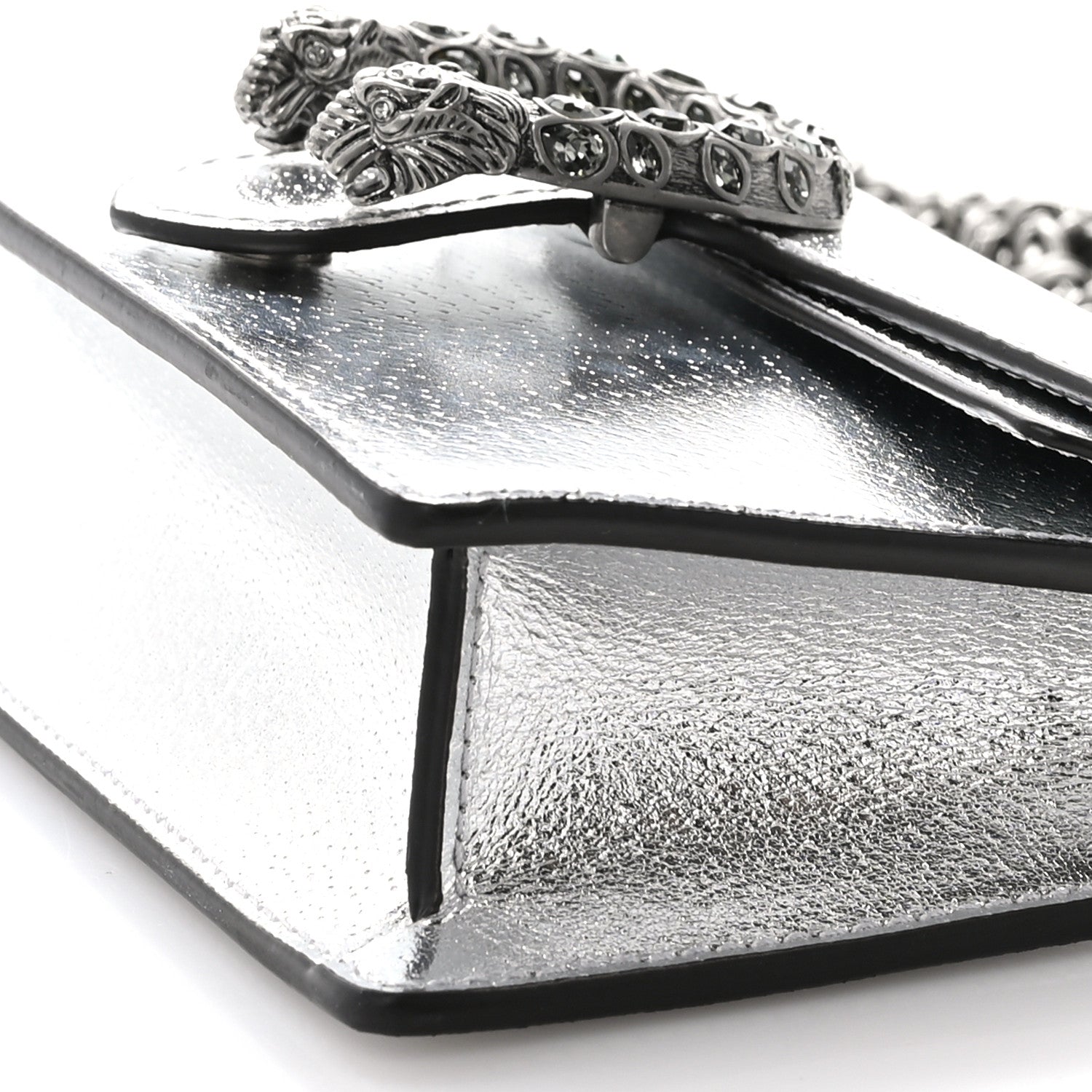 Gucci Metallic Calfskin Super Mini Dionysus Shoulder Bag Silver 10 of 11