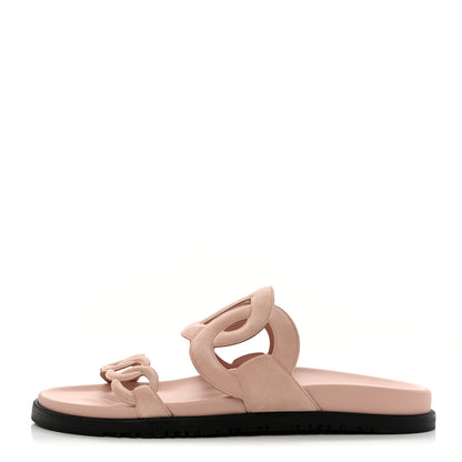 Hermes Suede Goatskin Extra Sandals 41 Rose Opaline 1 of 10