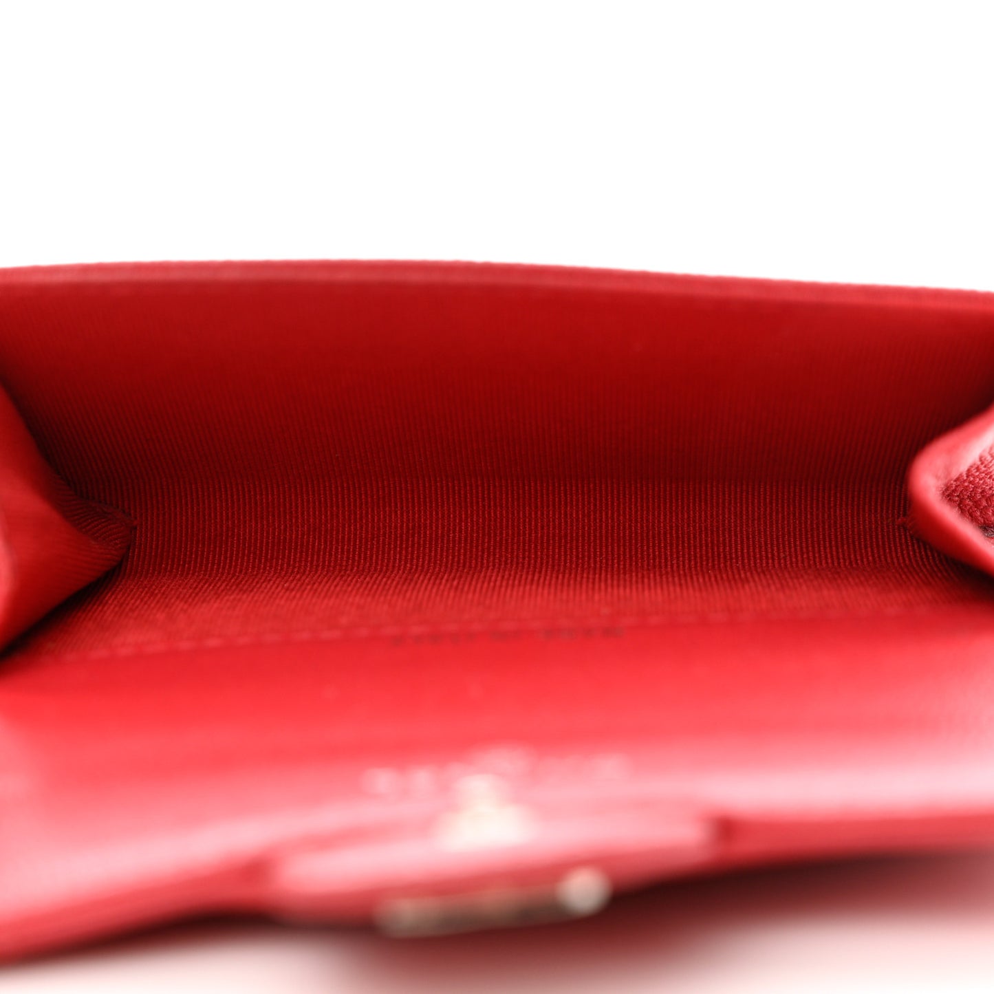 Caviar Chevron Quilted Flap Card Holder Red