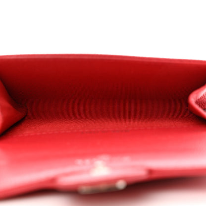 Chanel Caviar Chevron Quilted Flap Card Holder Red 5 of 11