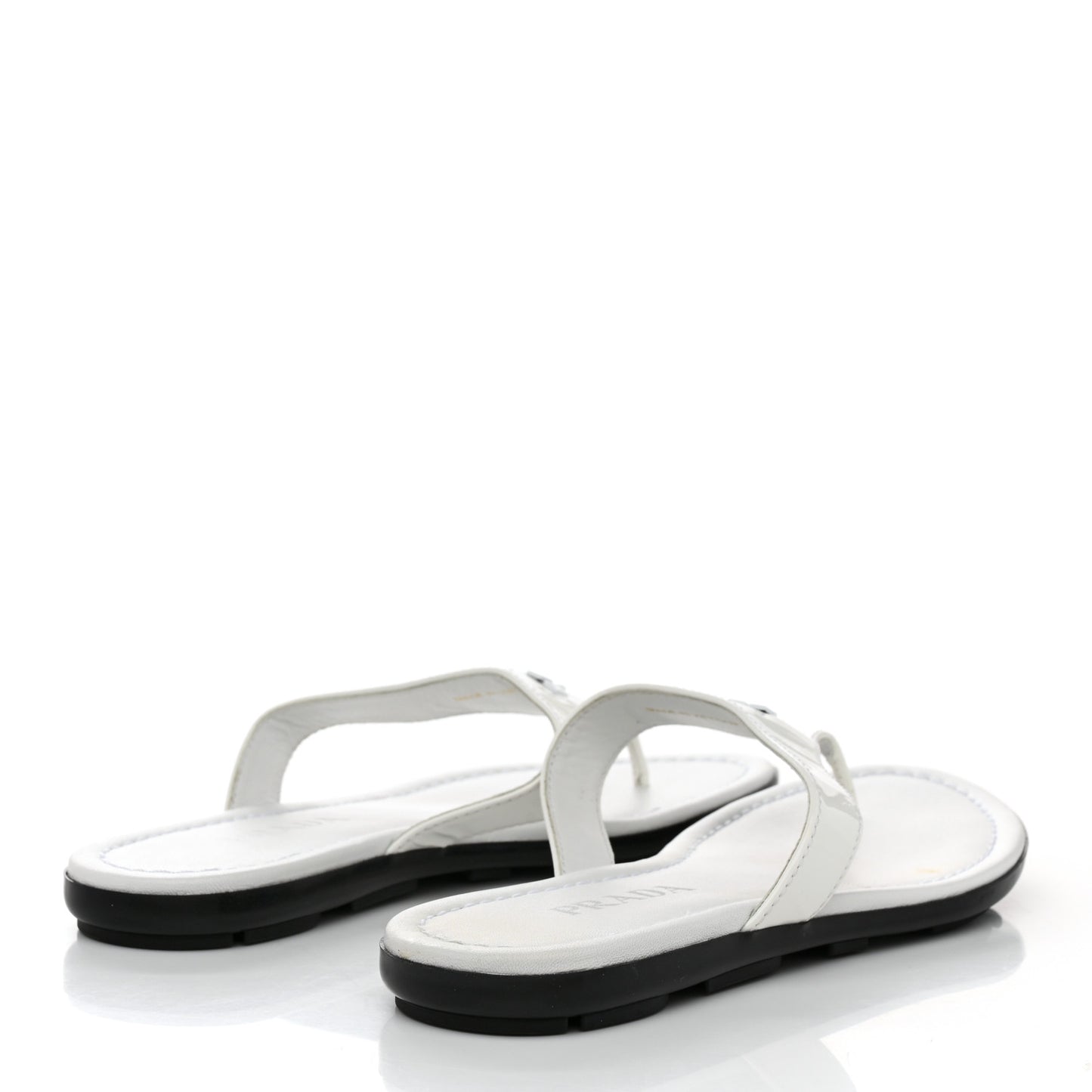 Patent Calfskin Logo Thong Sandals 36.5 White