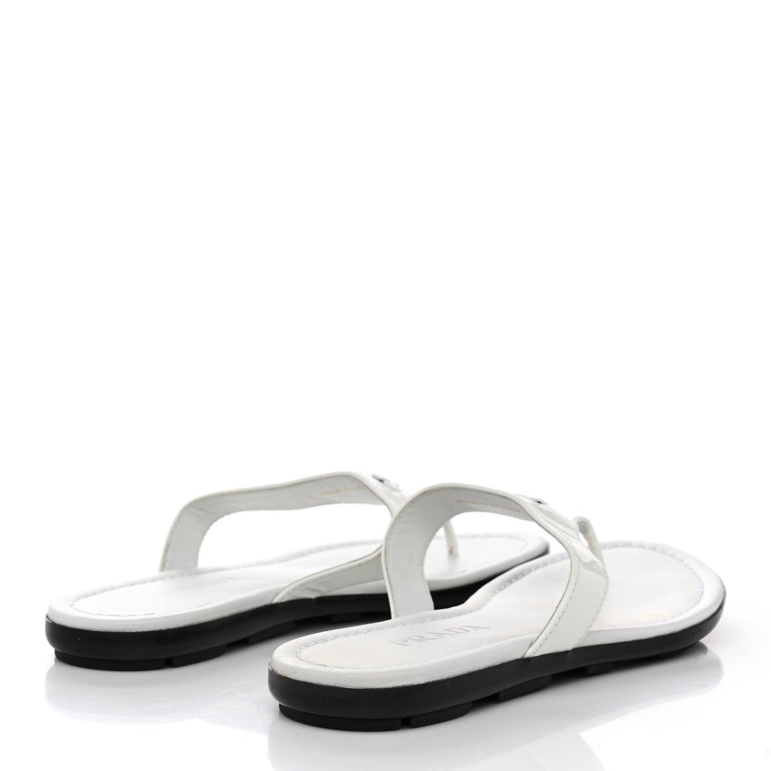 Prada Patent Calfskin Logo Thong Sandals 36.5 White 4 of 8
