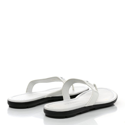 Prada Patent Calfskin Logo Thong Sandals 36.5 White 4 of 8