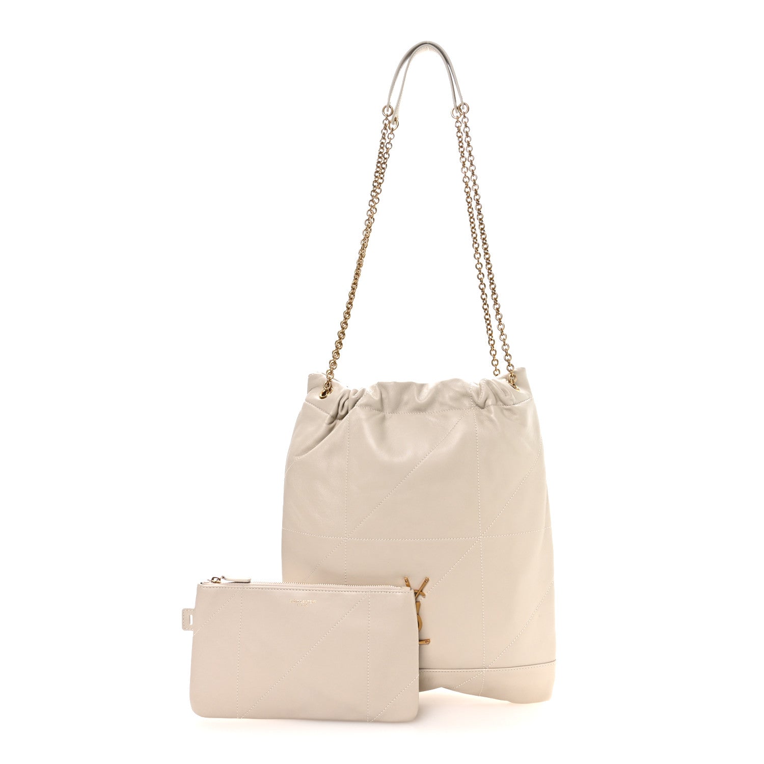 Saint Laurent Lambskin Matelasse Monogram Medium Jamie 4.3 Pochon Crema Soft 3 of 11