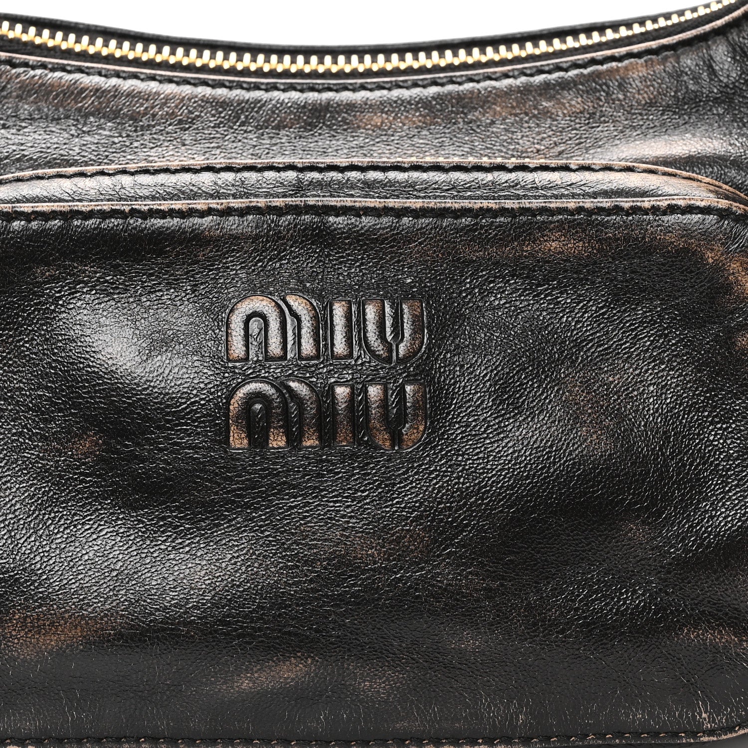 Miu Miu Distressed Nappa Pocket Bag  Sand Coffee 8 of 10
